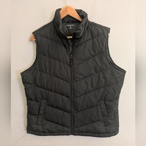 Land's End Black Goose Down Quilted Puffer Vest Size XL